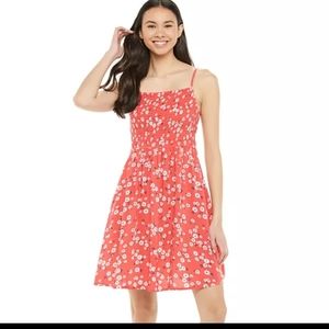 Smocked red bodice dress